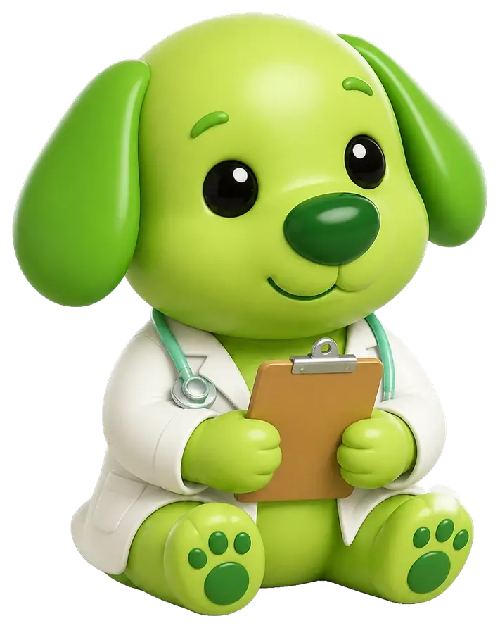 PawSolids' vet puppy character holding a clipboard
